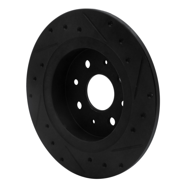 Kia Sephia Brake Rotor (1) - Rear Left - R1 Concepts - Drilled & Slotted - Black - `98-`03